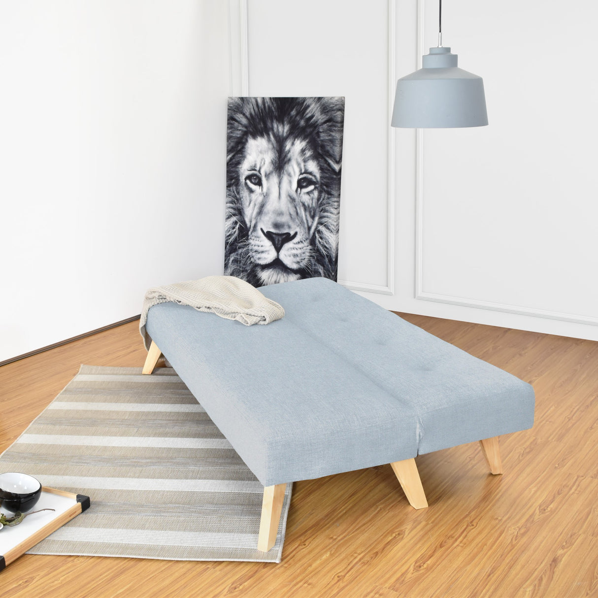 Sofá Cama Porto Plata Eureka y Matiz Natural 182x85cm de Tres Puestos Reclinable sin Apoya Brazos