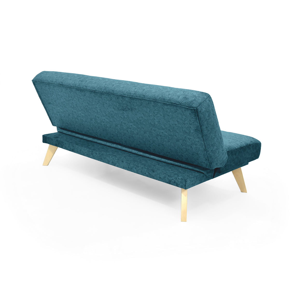 Sofá Cama Porto Azul Sky y Matiz Natural 182x85cm de Tres Puestos Reclinable sin Apoya Brazos