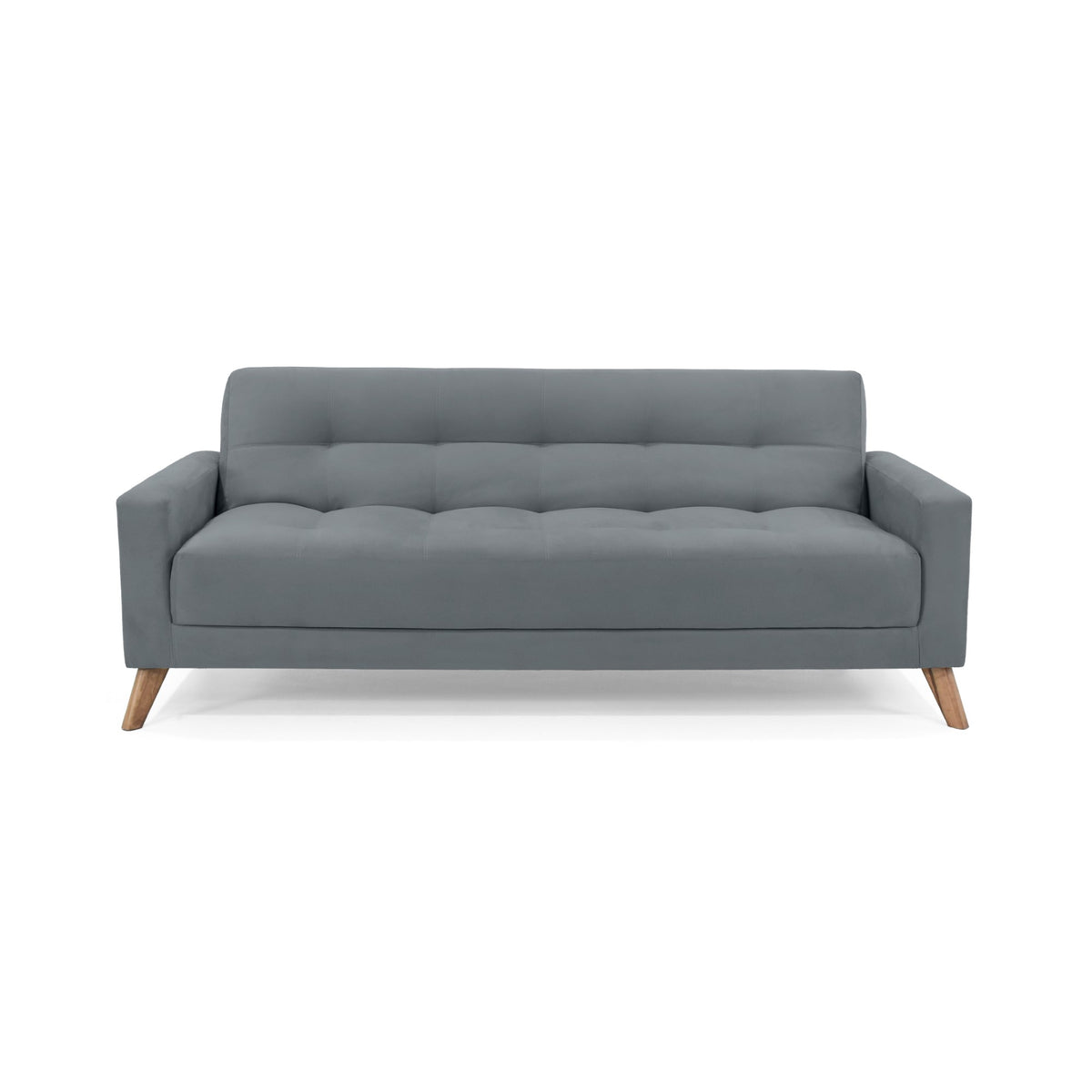 Sofá Cama Sahara Gris Denver y Matiz Caoba 206x82cm de Tres Puestos Reclinable con Apoya Brazos