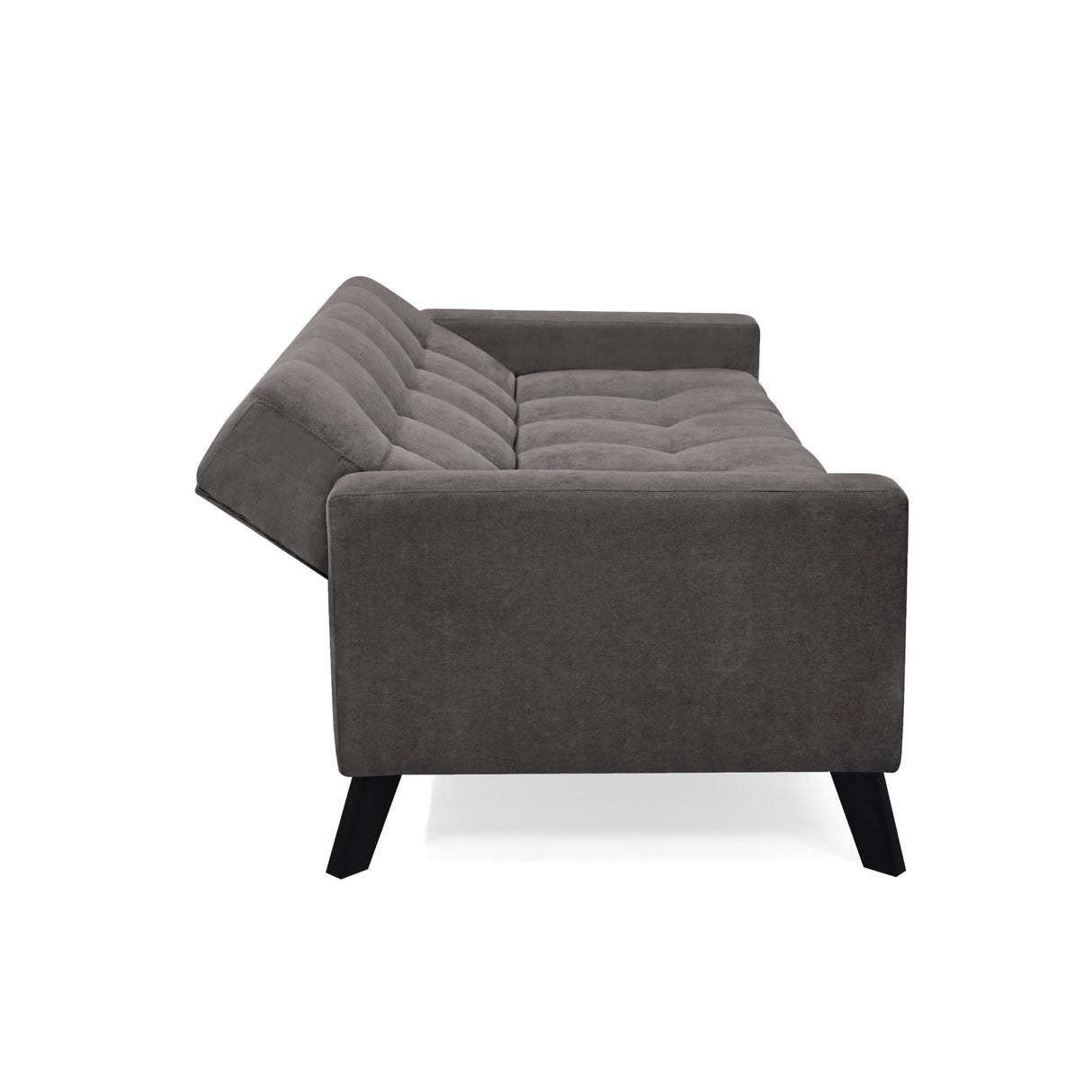 Sofá Cama Sahara Gris Dorsey y Matiz Negro 206x82cm de Tres Puestos Reclinable con Apoya Brazos