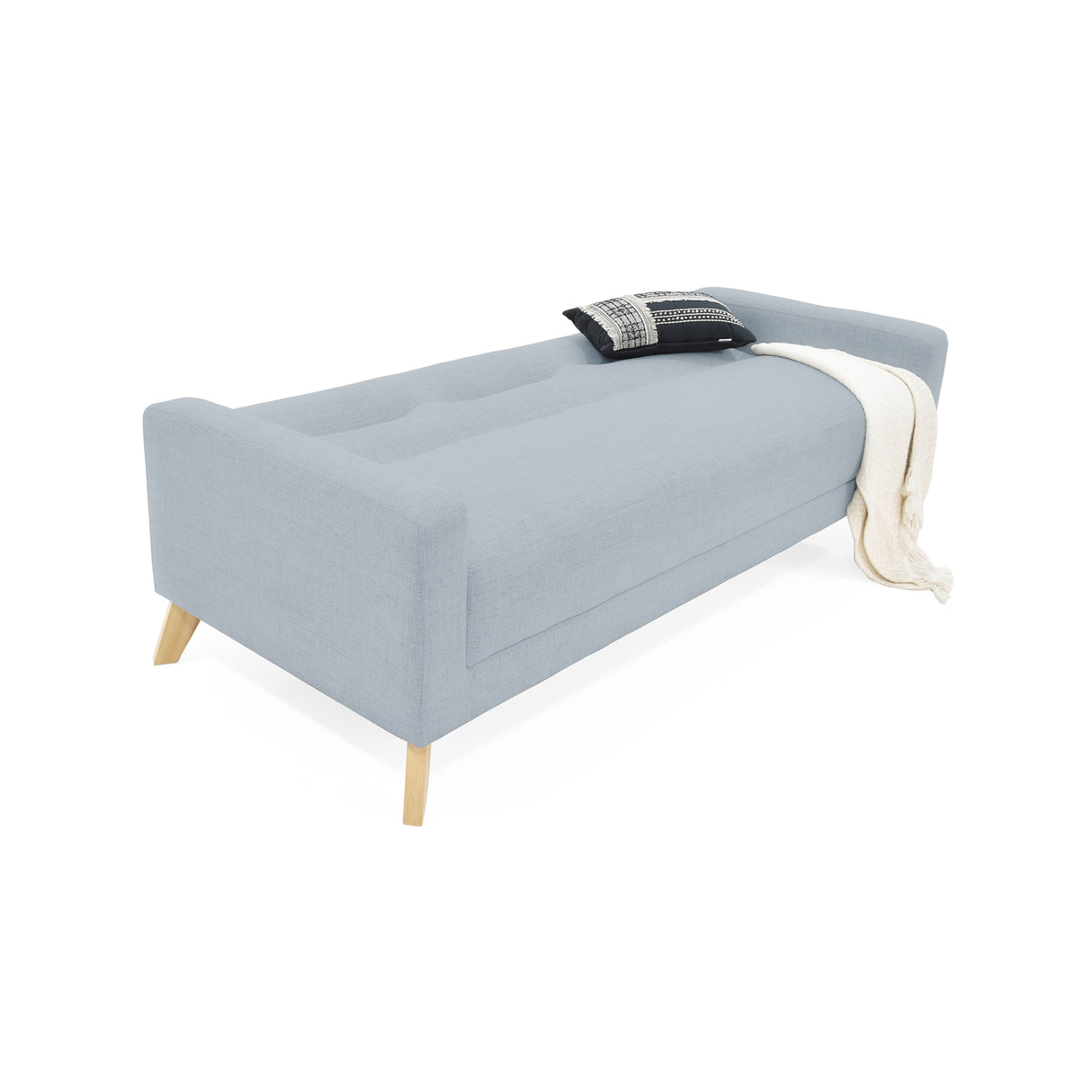 Sofá Cama Sion Plata Eureka y Matiz Natural 206x82cm de Tres Puestos Reclinable con Apoya Brazos