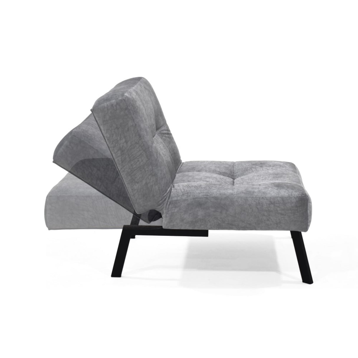 Poltrona Togo Gris Sky y Metálico Negro 75x79cm de Un Puesto Reclinable sin Apoya Brazos