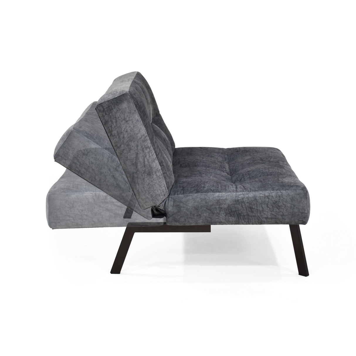 Sofá Togo Gris Sky y Metálico Negro 104x79cm de Dos Puestos Reclinable sin Apoya Brazos