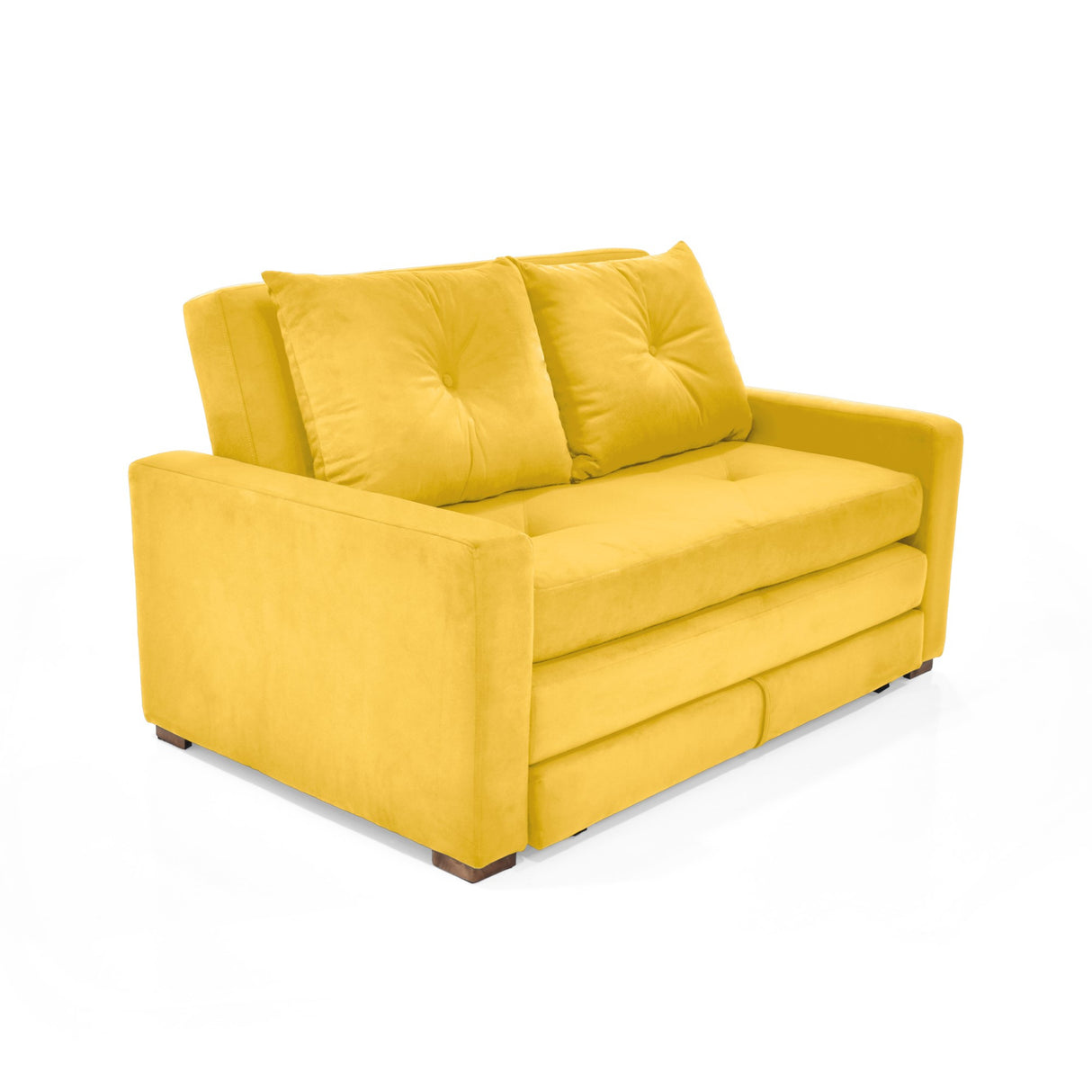 Sofá Cama Torino Mostaza Denver y Matiz Caoba 147x87cm de Dos Puestos con Apoya Brazos