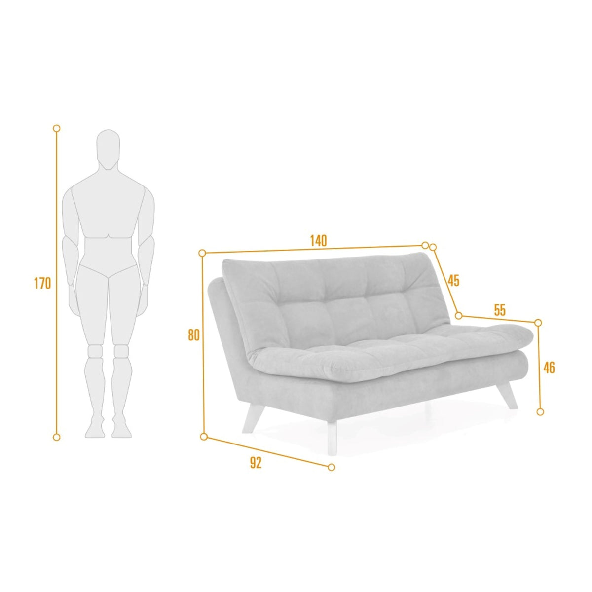 Sofá Toulouse Taupe Dicosta y Matiz Natural 140x80cm de Dos Puestos sin Apoya Brazos