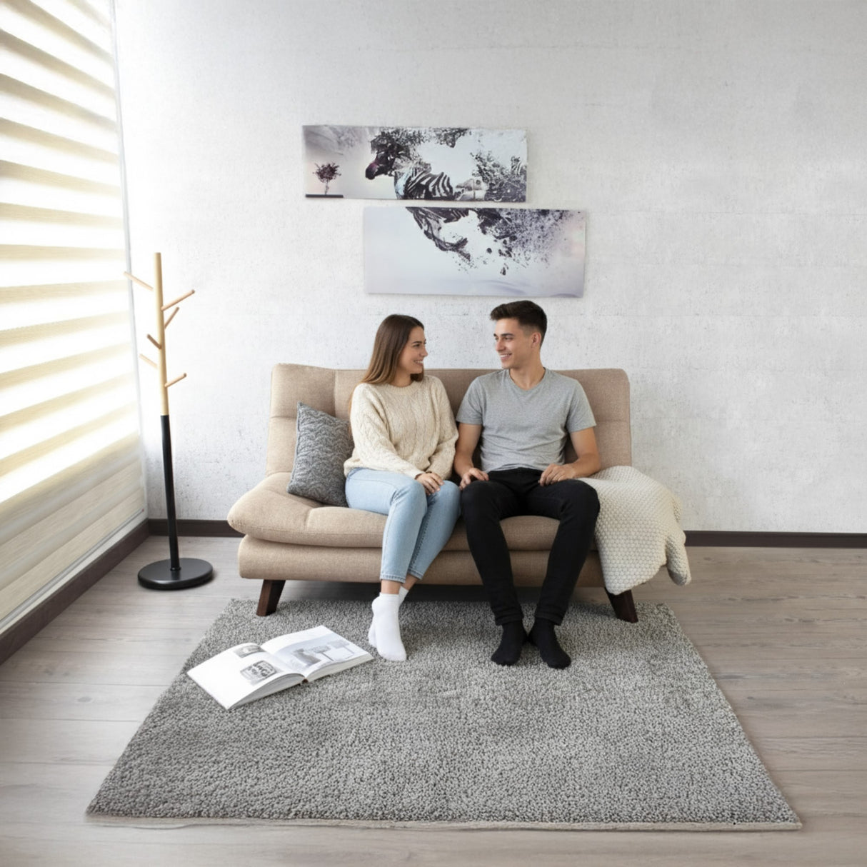 Sofá Toulouse Beige Duster y Matiz Caramelo 140x80cm de Dos Puestos sin Apoya Brazos