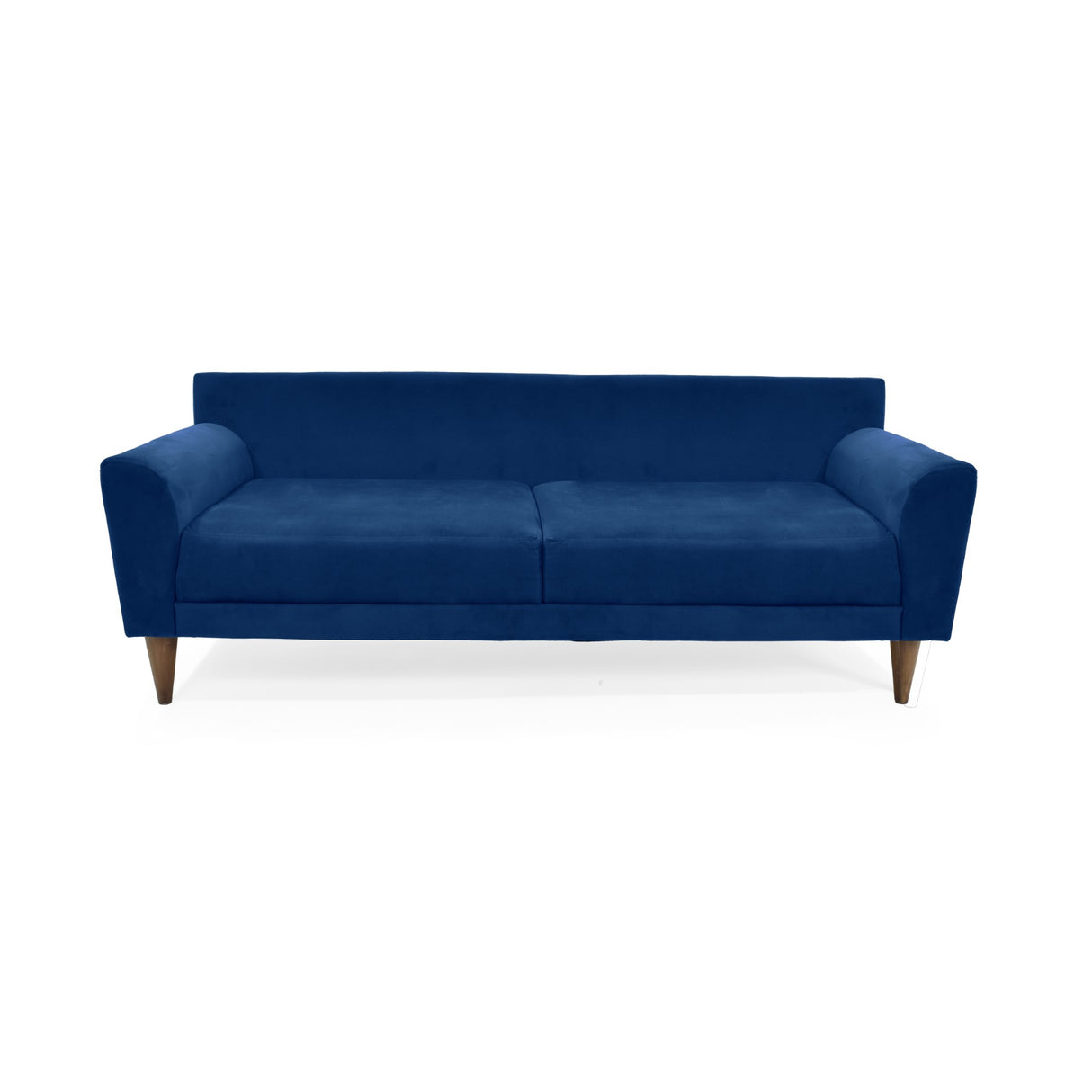 Sofá Verge Azul Denver y Matiz Caoba 190x90cm de Tres Puestos con Apoya Brazos