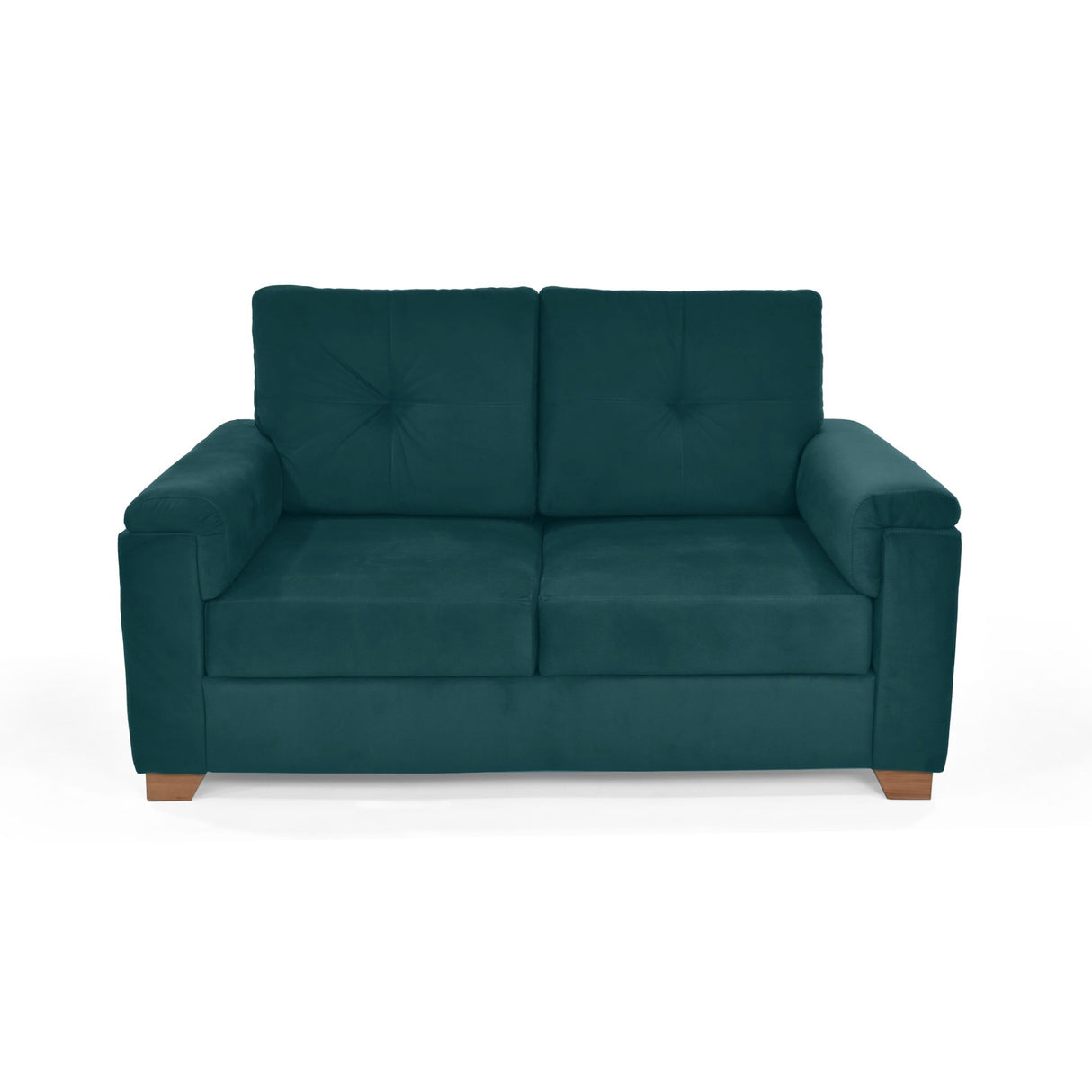 Sofá Zamora Petróleo Denver y Matiz Caoba 150x85cm de Dos Puestos con Apoya Brazos