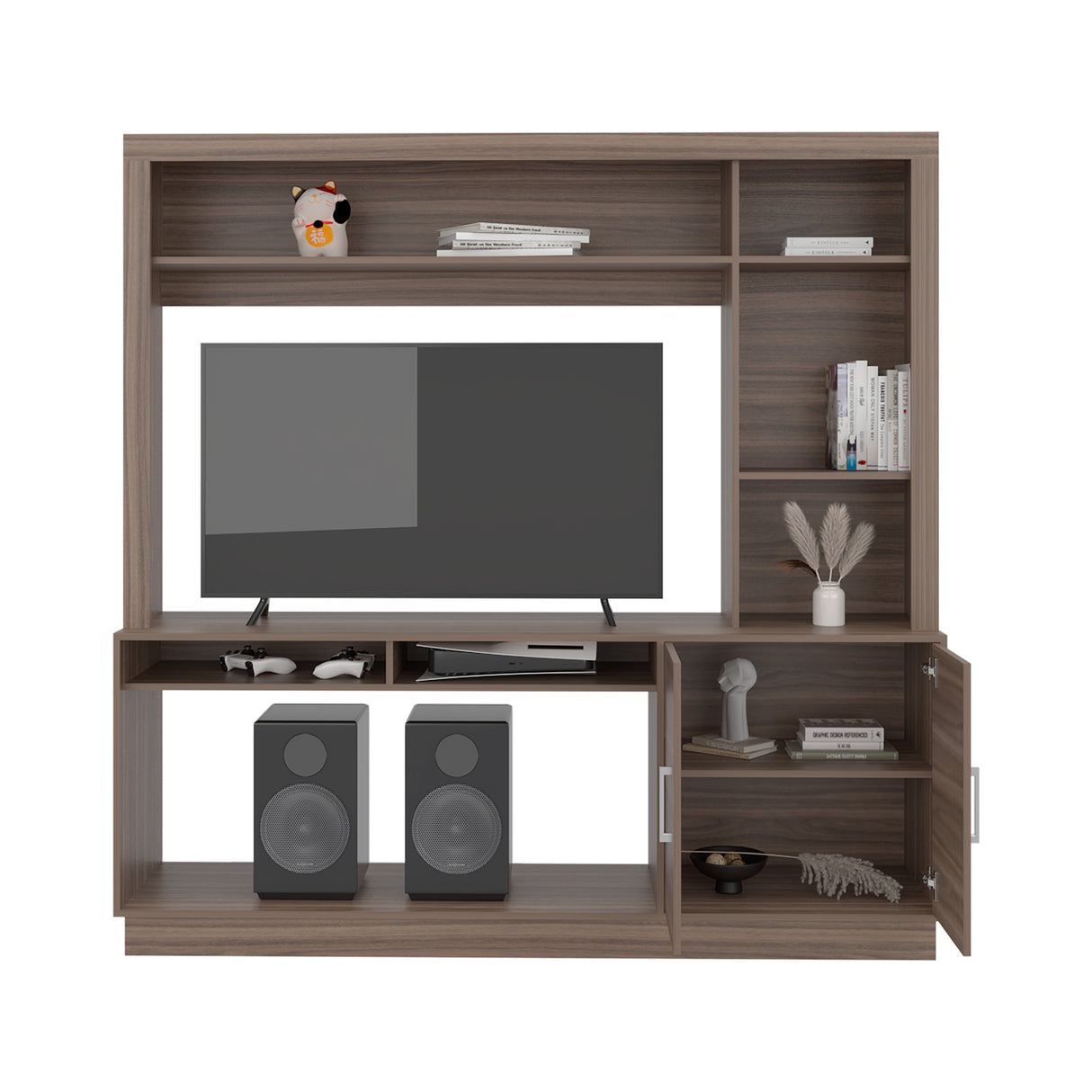Centro de Entretenimiento Cantabria Avellana 180x180cm Para TV Hasta 55 Pulgadas con Un Cajón