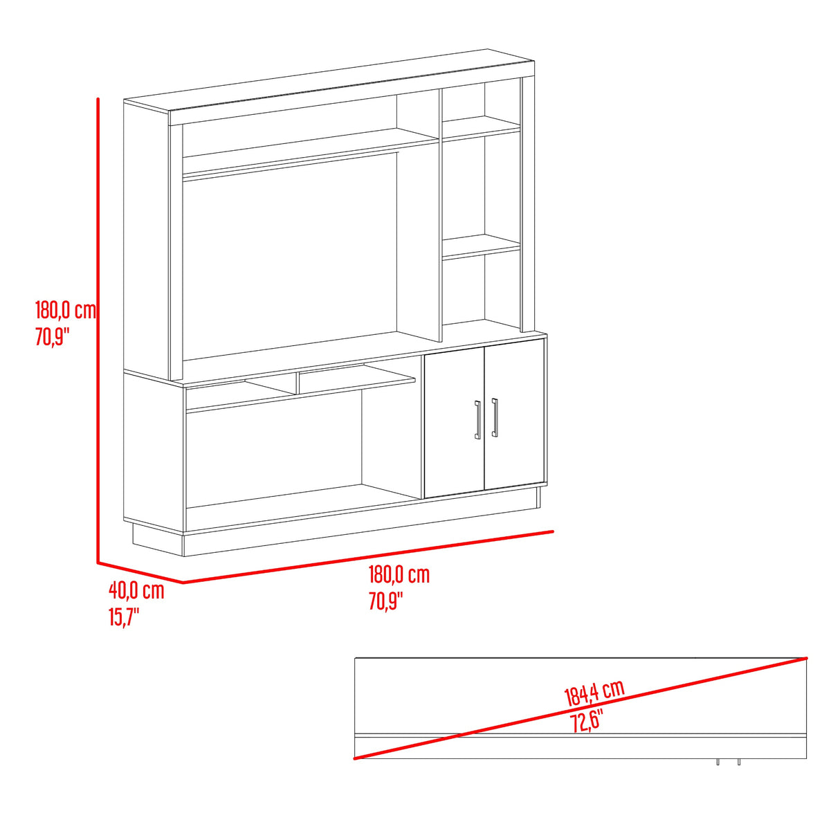 Centro de Entretenimiento Cantabria Avellana 180x180cm Para TV Hasta 55 Pulgadas con Un Cajón