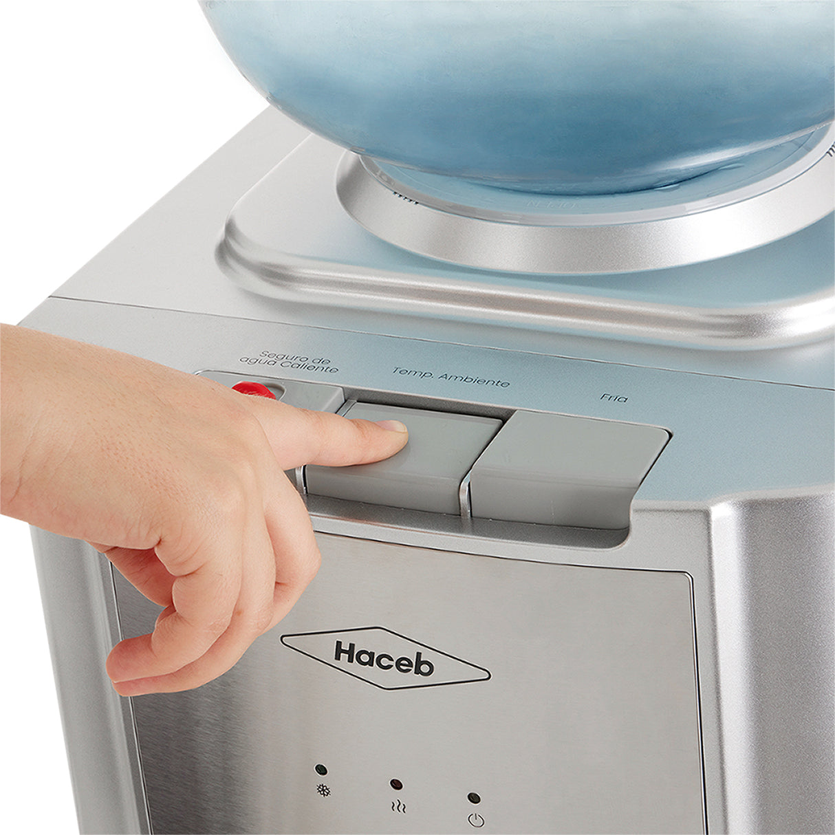 Dispensador de Agua Haceb Plateado 31x103.5cm de Piso para Botellón de 20 Litros con Tres Opciones de Temperatura