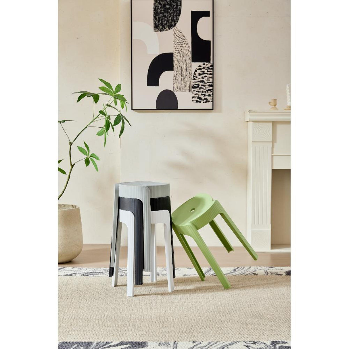 Butaco para Exteriores Maison Negro 30x45cm sin Apoya Brazos y sin Espaldar