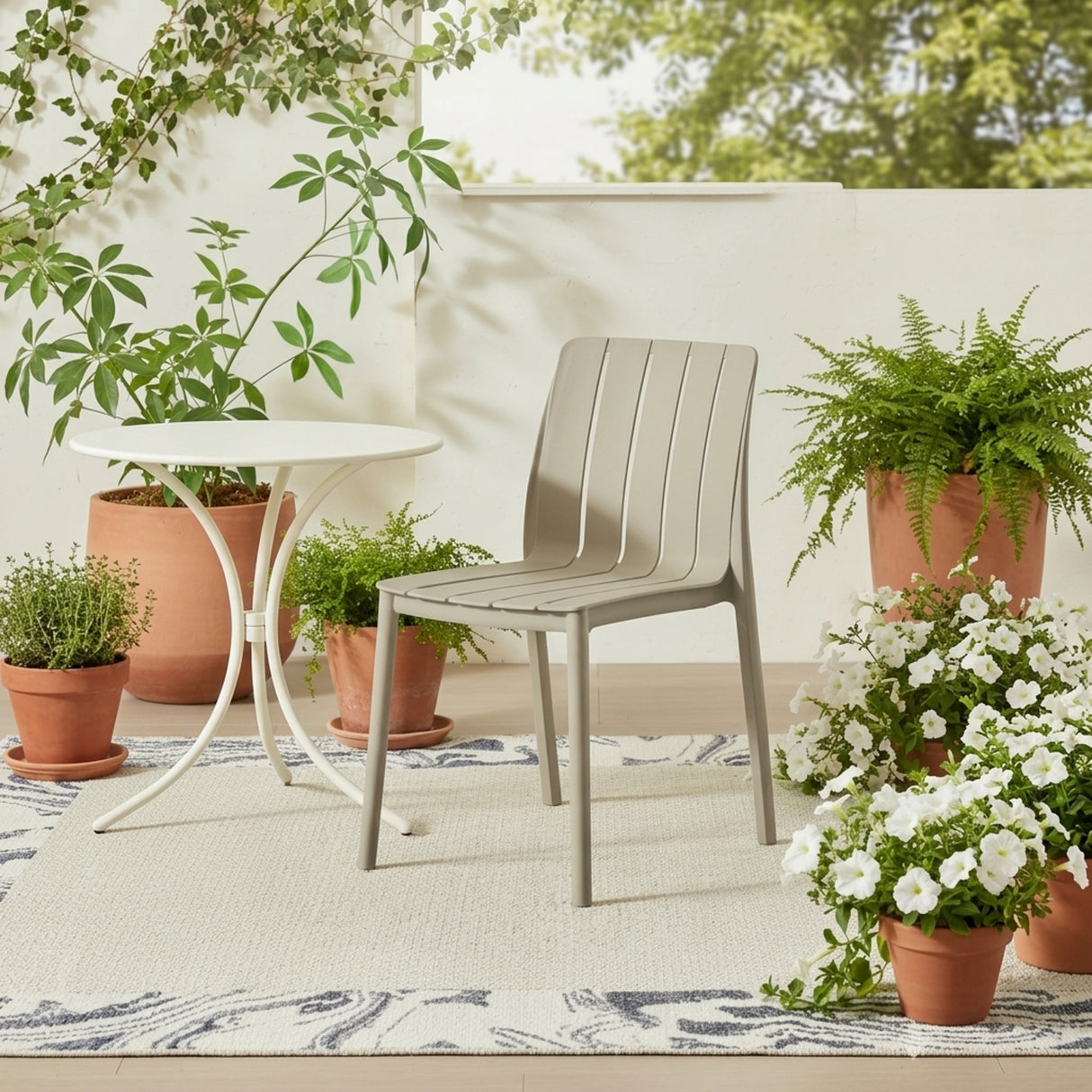 Silla para Exteriores Alice Taupe 46x80cm sin Apoya Brazos y con Espaldar