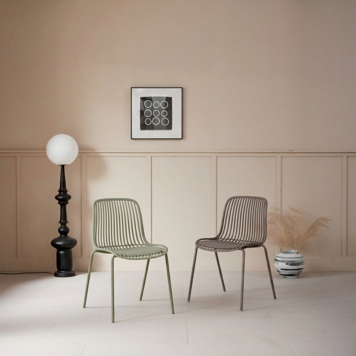 Silla para Exteriores Barcelona Beige 50.5x82cm sin Apoya Brazos y con Espaldar