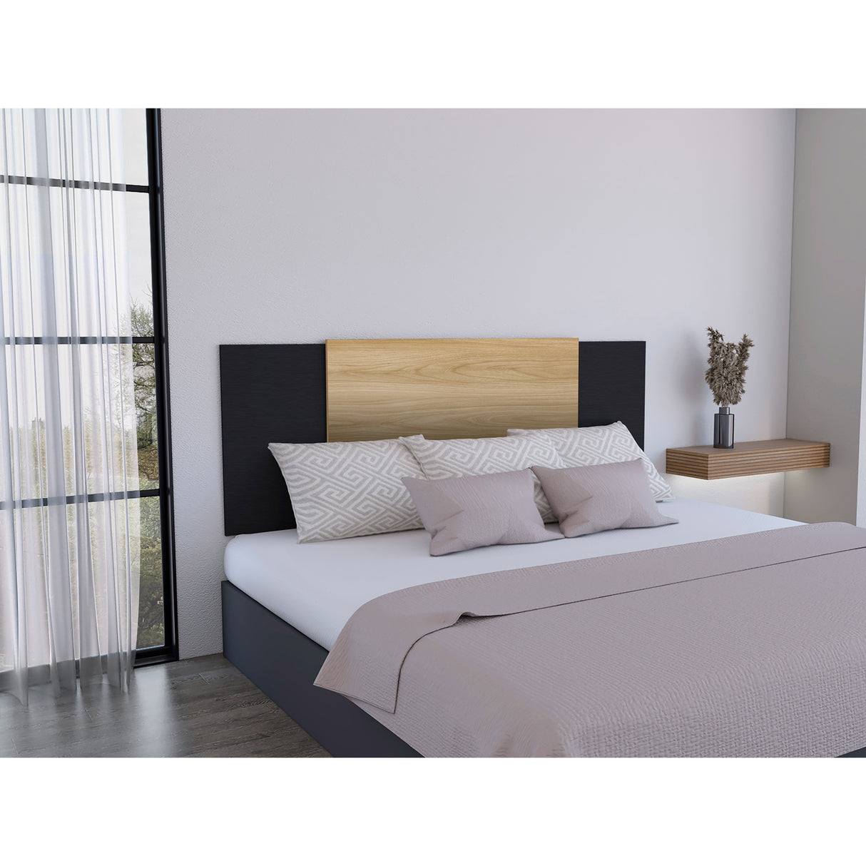 Cabecero Ajustable Neuss Fresno y Wengue 200x72.3cm para Cama Queen