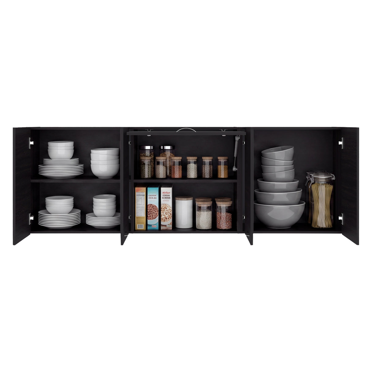 Mueble Superior de Cocina Ocena Wengue 180x60cm con Cinco Puertas