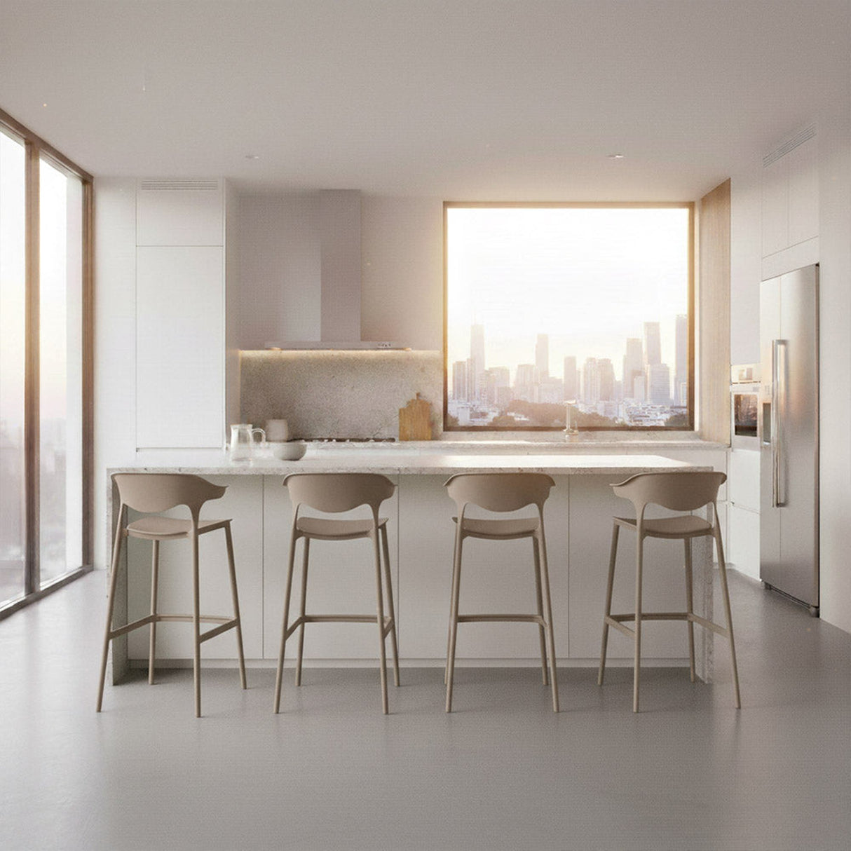 Silla Bar para Exteriores Elena Taupe 49x99cm sin Apoya Brazos y con Espaldar