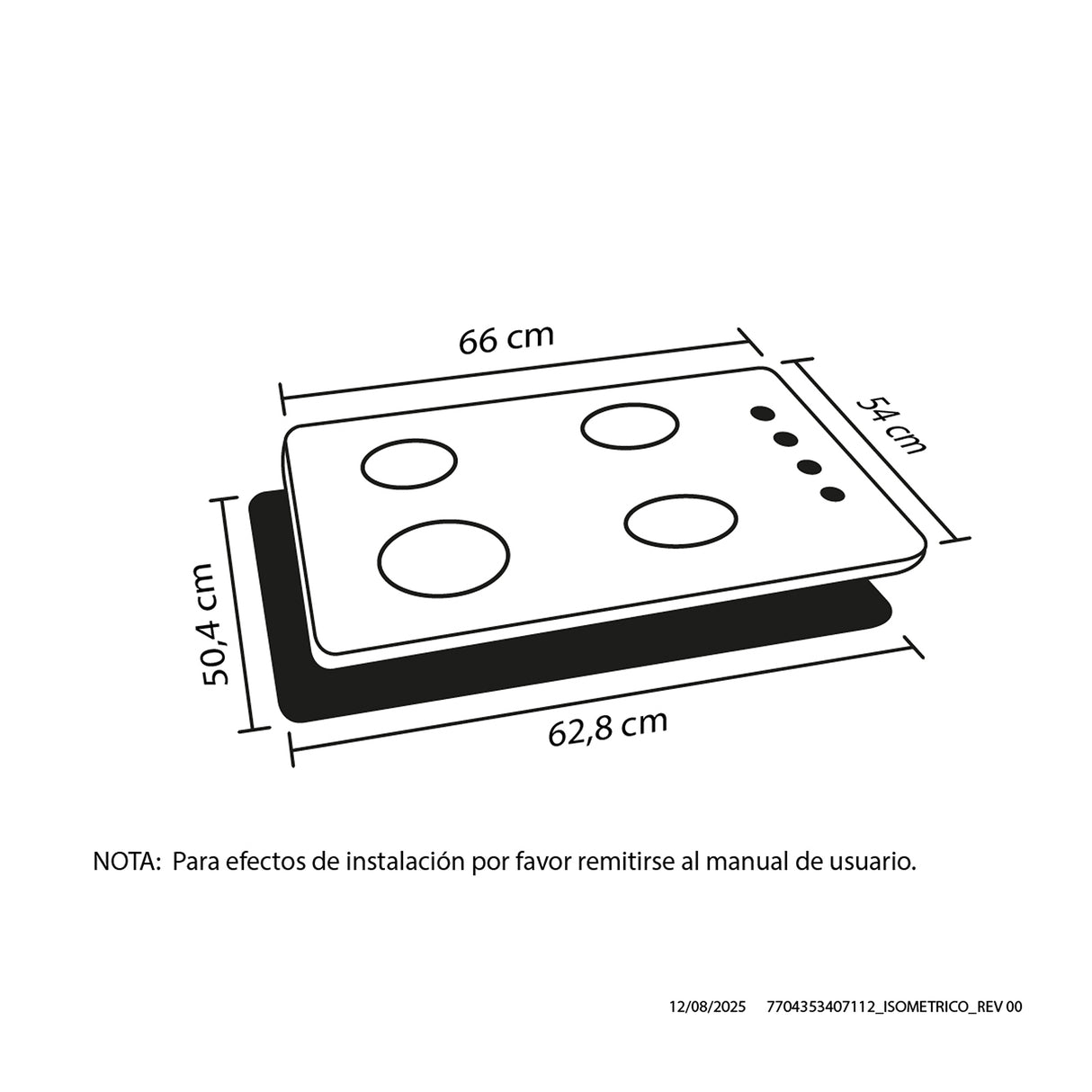 Estufa de Empotrar Haceb Tandoori Cristal Negro 66x54cm 110 Voltios para Gas Natural con Cuatro Quemadores