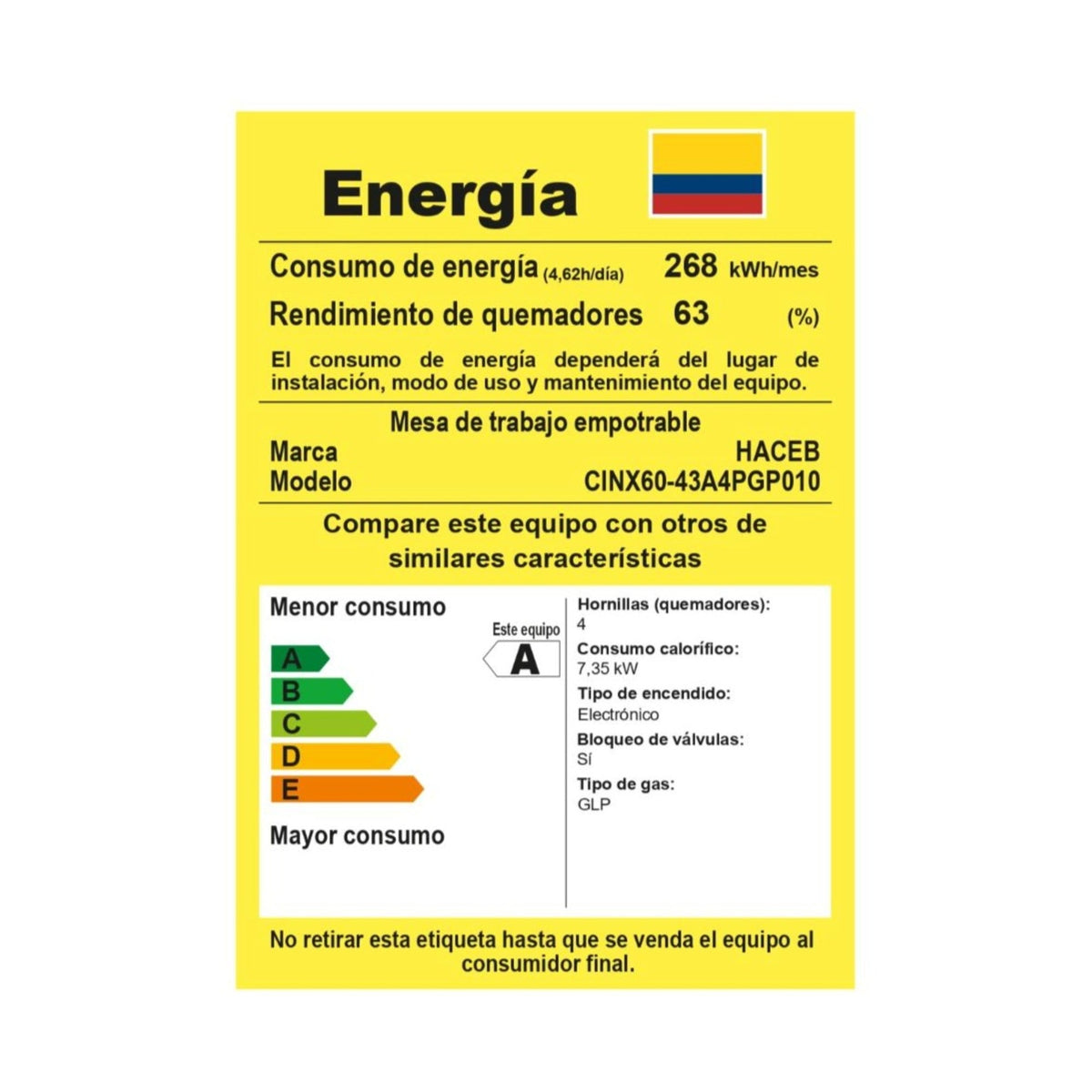 Estufa de Empotrar Haceb Alambrón Inox 60x43cm 110 Voltios para Gas Propano con Cuatro Quemadores
