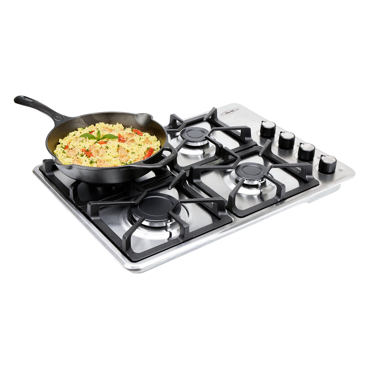Estufa de Empotrar Haceb Tandoori Hierro Fundido Inox 60x43cm 110 Voltios para Gas Propano con Cuatro Quemadores