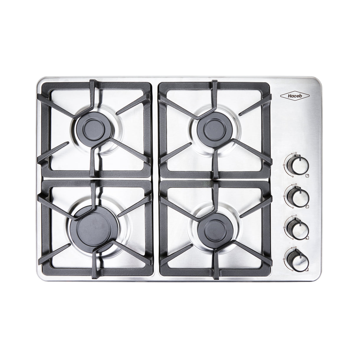 Estufa de Empotrar Haceb Tandoori Hierro Fundido Inox 60x43cm 110 Voltios para Gas Propano con Cuatro Quemadores