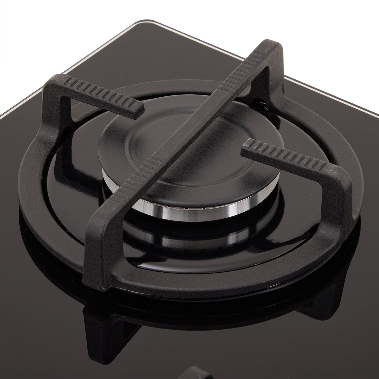 Estufa de Empotrar Haceb Cristal Negro y Plata 76x54cm 110 Voltios para Gas Propano con Cinco Quemadores