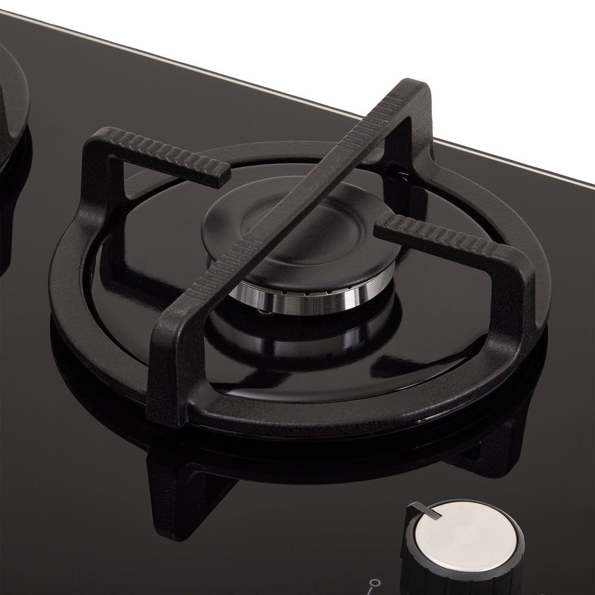 Estufa de Empotrar Haceb Cristal Negro 76x54cm 110 Voltios para Gas Natural con Cinco Quemadores