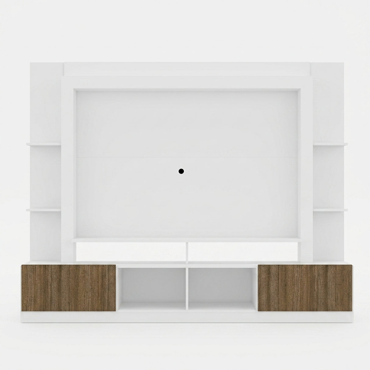 Centro de Entretenimiento Blanco 213x171cm Para TV Hasta 65" Pulgadas con Diez Compartimientos y con Ranura para Cables