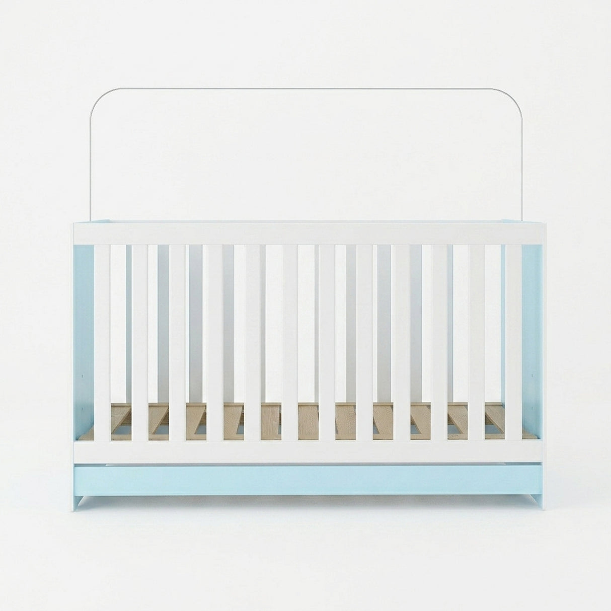 Cuna 3 en 1 Azul Aguamarina y Blanco 66x80cm para Colchón Infantil 60 X 130 Cm con Colchón y sin Cabecero