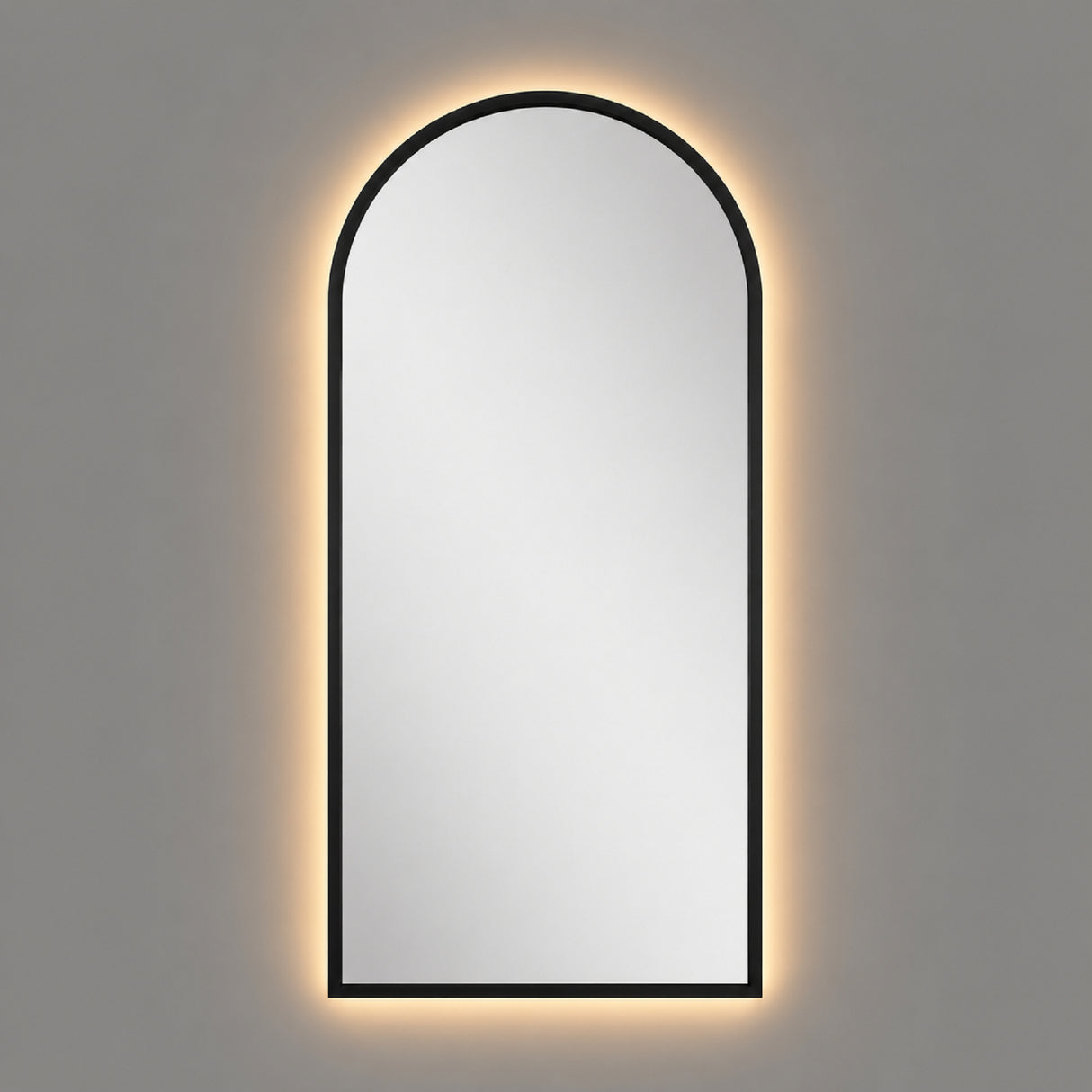 Espejo de Pared Led Negro 50x100cm de Arco Superior Luz Cálida con Marco En Madera