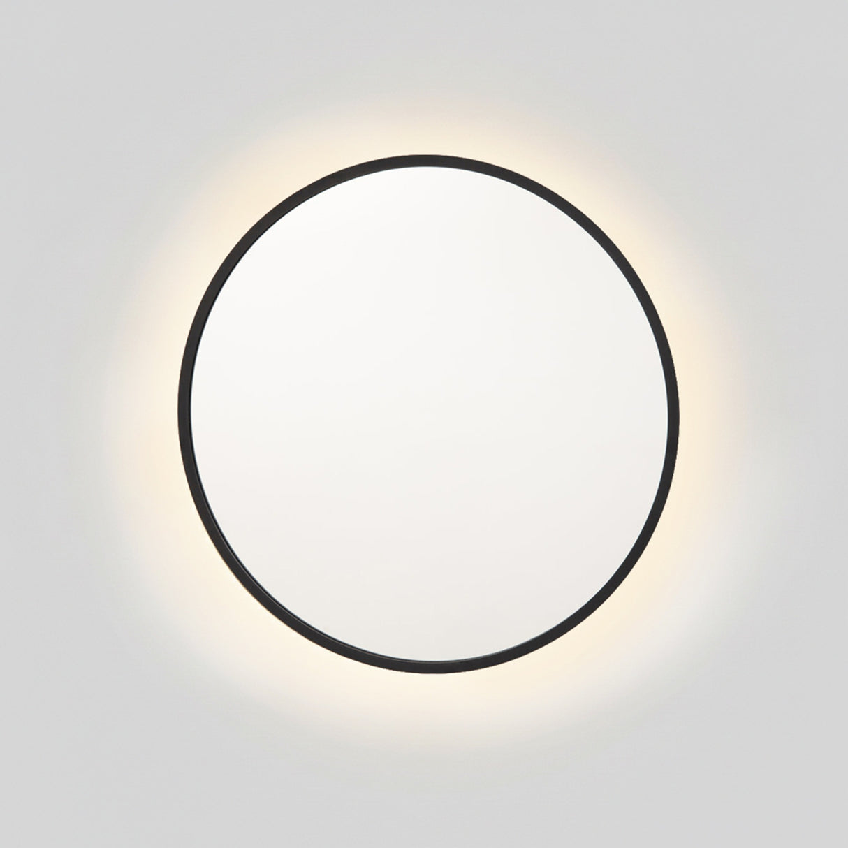 Espejo de Pared Led Negro 40x40cm Redondo Luz Cálida con Marco En Madera