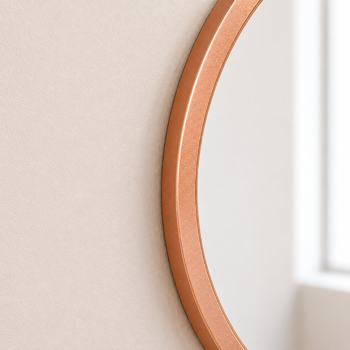 Espejo de Pared Led Oro Rosa 40x40cm Redondo Luz Cálida con Marco En Madera