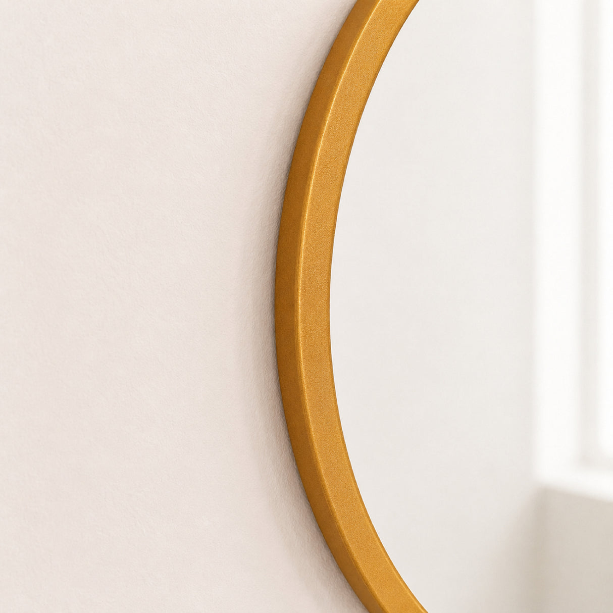 Espejo de Pared Led Dorado 80x80cm Redondo Luz Cálida con Marco En Madera