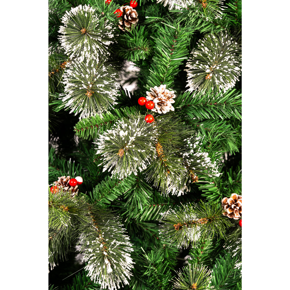 Árbol de Navidad Punta Nieve Piña Verde y Blanco Nieve 120x210cm de Piso