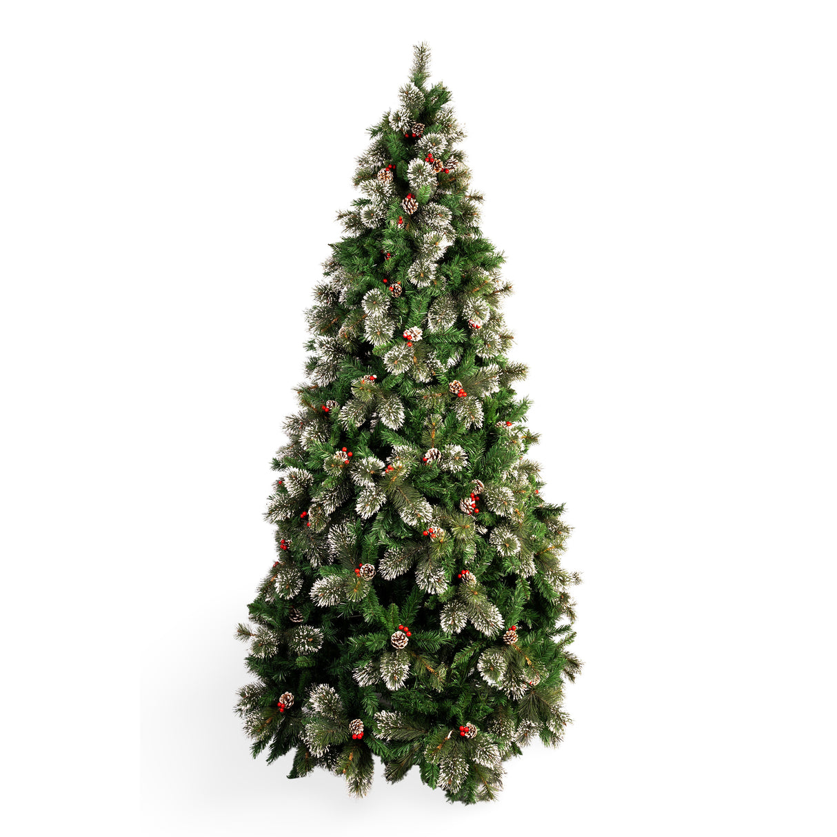 Árbol de Navidad Punta Nieve Piña Verde y Blanco Nieve 135x240cm de Piso