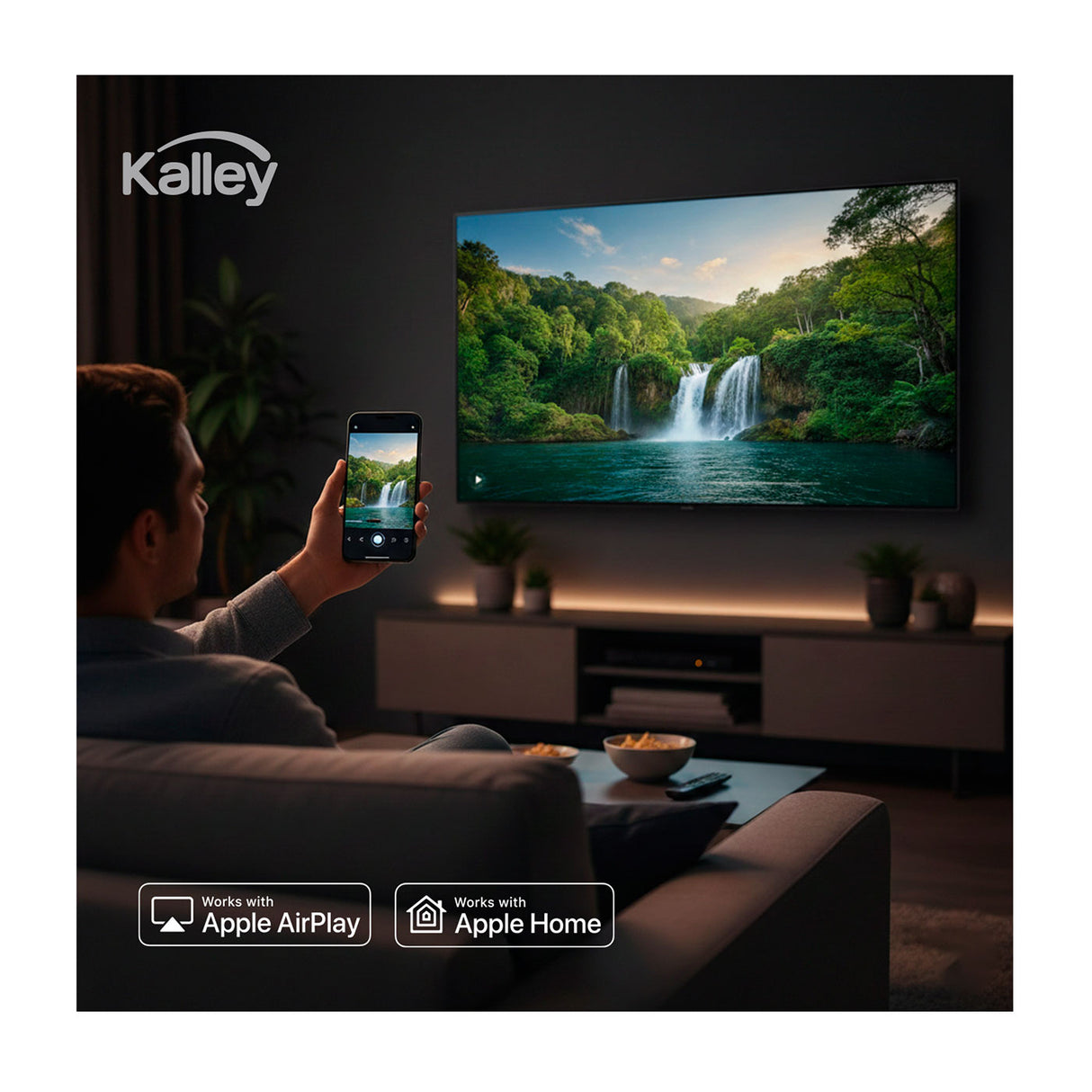 Televisor Kalley Google TV LED Negro 4K 2160P 111.1x71.07cm de 50" Pulgadas Smart con Wifi y Bluetooth