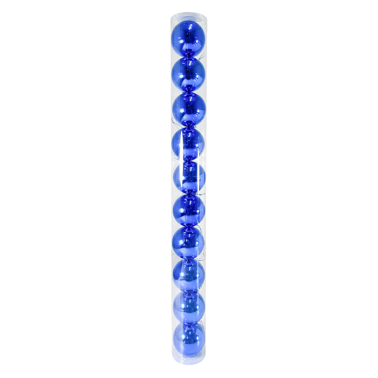 Tubo X 10 Bolas Navideñas Brillante Azul Rey 6x6cm con Acabado Brillante Reutilizable