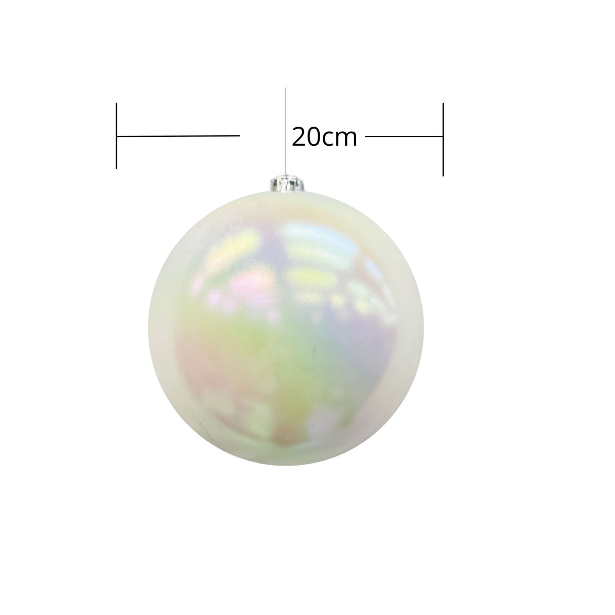 Bola Navideña Perlada Blanco Aurora Boreal 20x20cm con Acabado Brillante Reutilizable