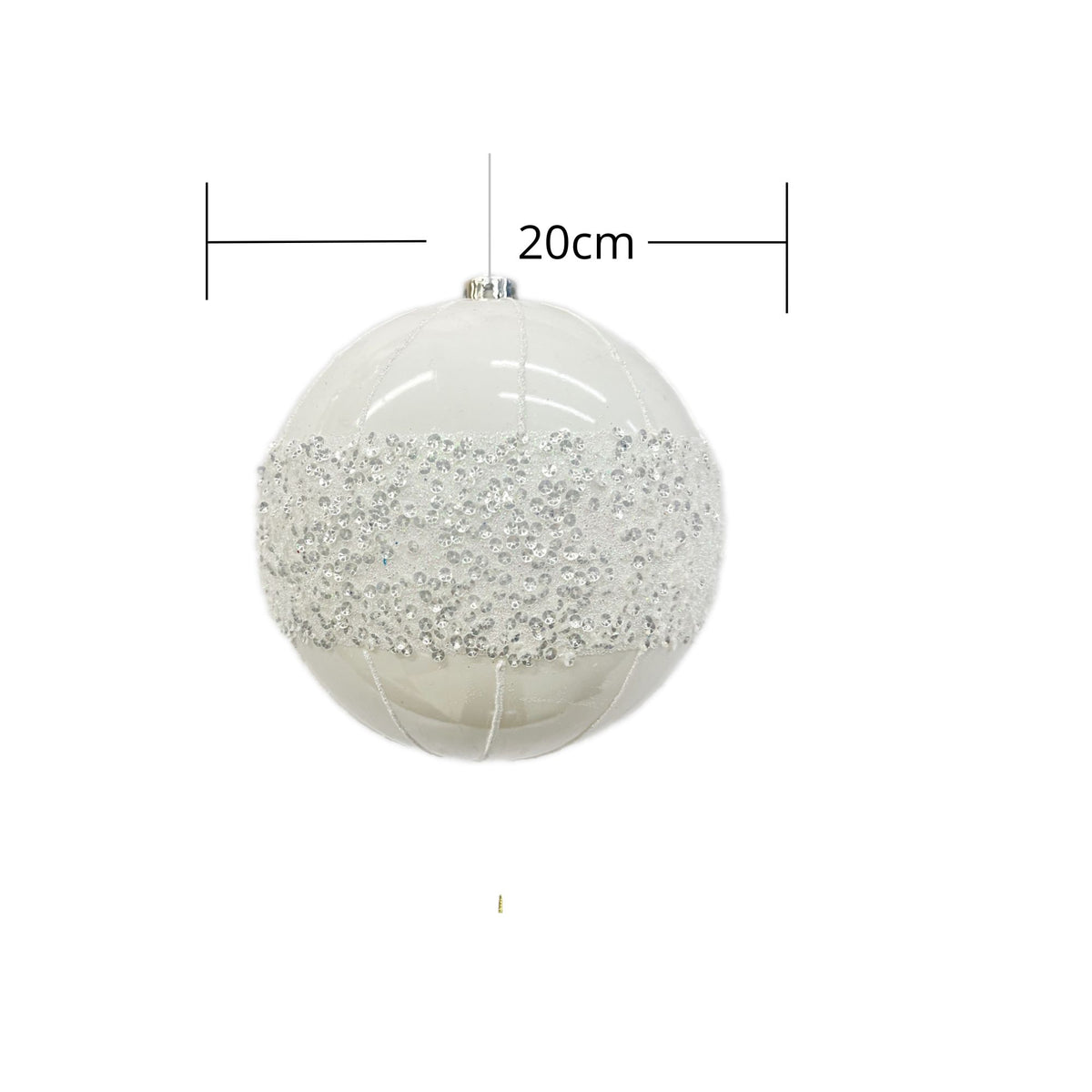 Bola Navideña Lentejuela Blanco Ab 20x20cm con Acabado Brillante Reutilizable