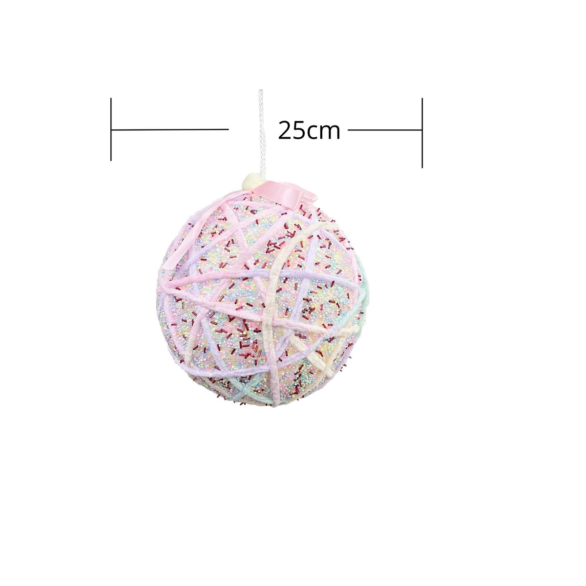 Bola Navideña Candy Candy 25x25cm con Acabado Glitter Reutilizable