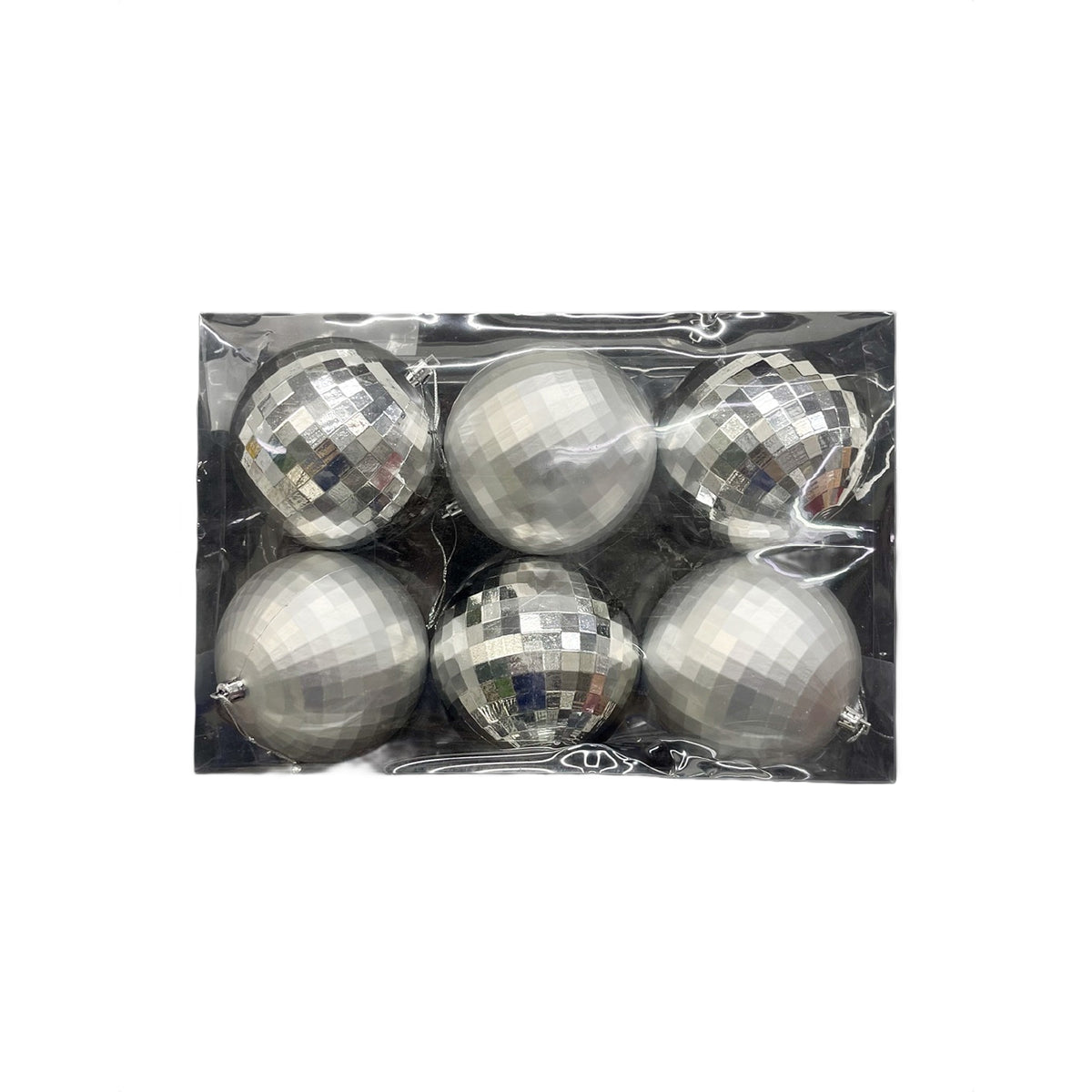 Bola Navideña X 6 Unidades Efecto Espejo Plata 10x10cm con Acabado Brillante Reutilizable