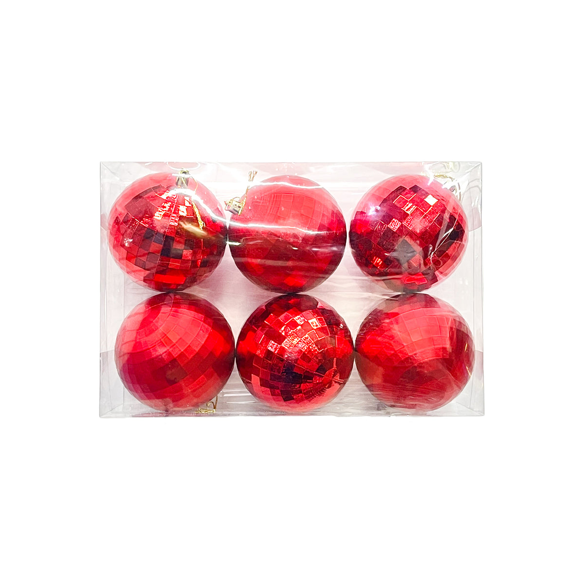 Bola Navideña X 6 Unidades Efecto Espejo Rojo 10x10cm con Acabado Brillante Reutilizable