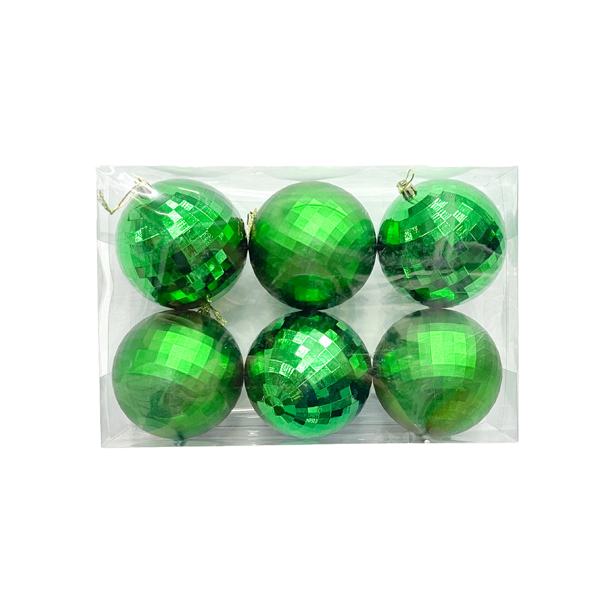 Bola Navideña X 6 Unidades Efecto Espejo Verde 10x10cm con Acabado Brillante Reutilizable