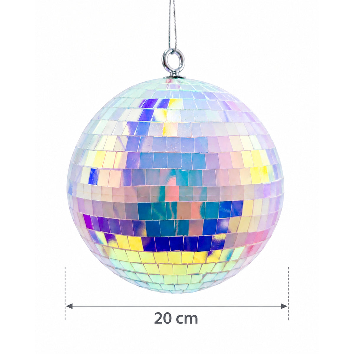 Bola Navideña Espejo Blanco Aurora Boreal 20x20cm con Acabado Brillante Reutilizable