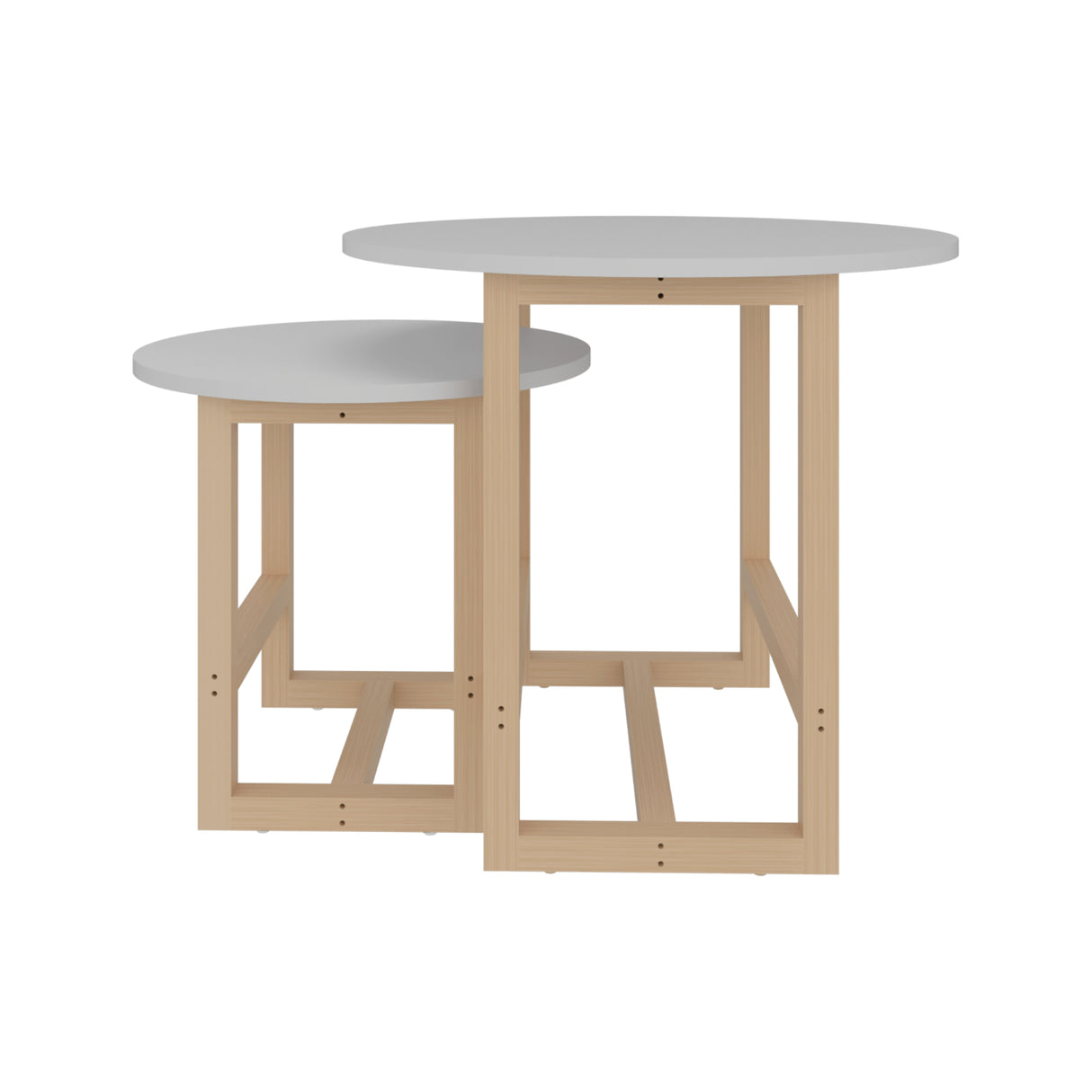Set X2 Mesas de Centro Bits Blanco Circulares con Patas