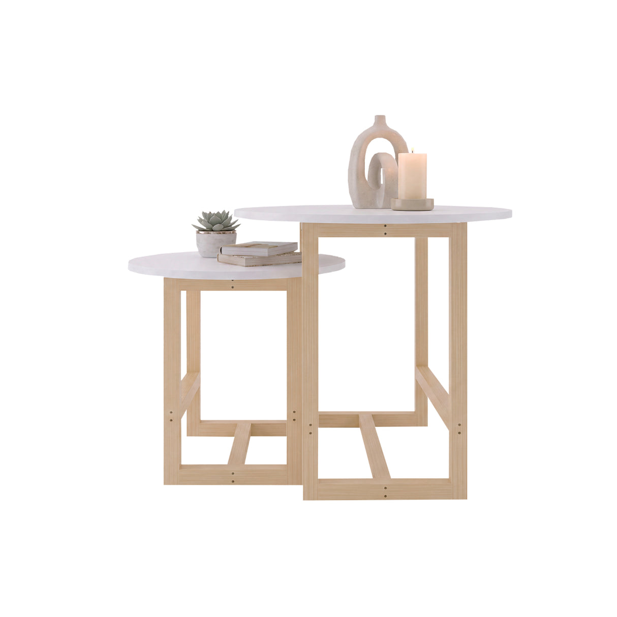 Set X2 Mesas de Centro Bits Blanco Circulares con Patas