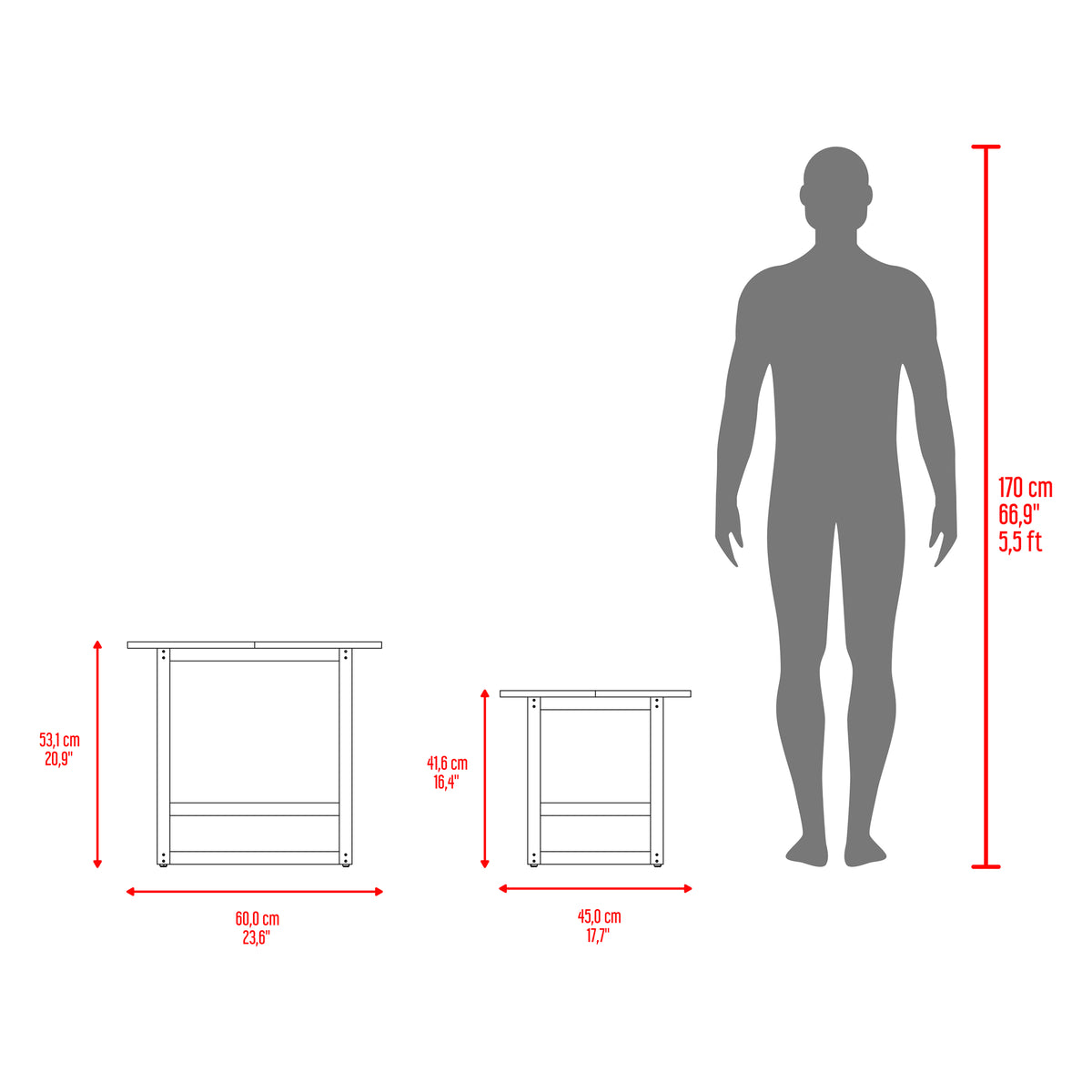 Set X2 Mesas de Centro Bits Blanco Circulares con Patas