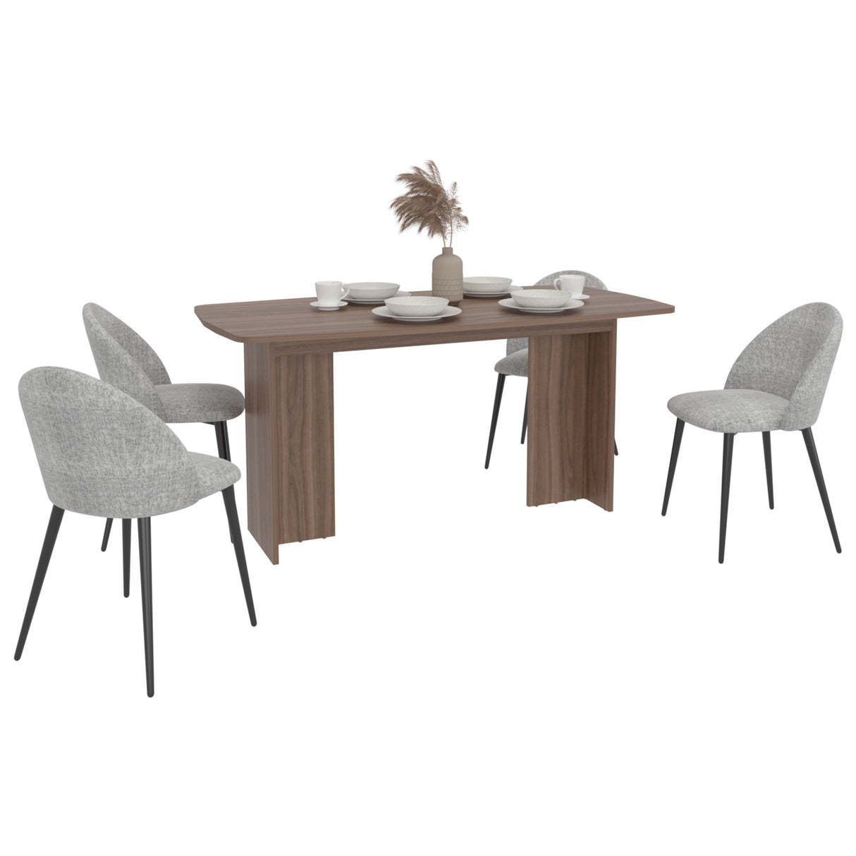 Mesa de Comedor Bangkok Avellana 156x75.6cm de Cuatro Puestos sin Sillas y con Patas