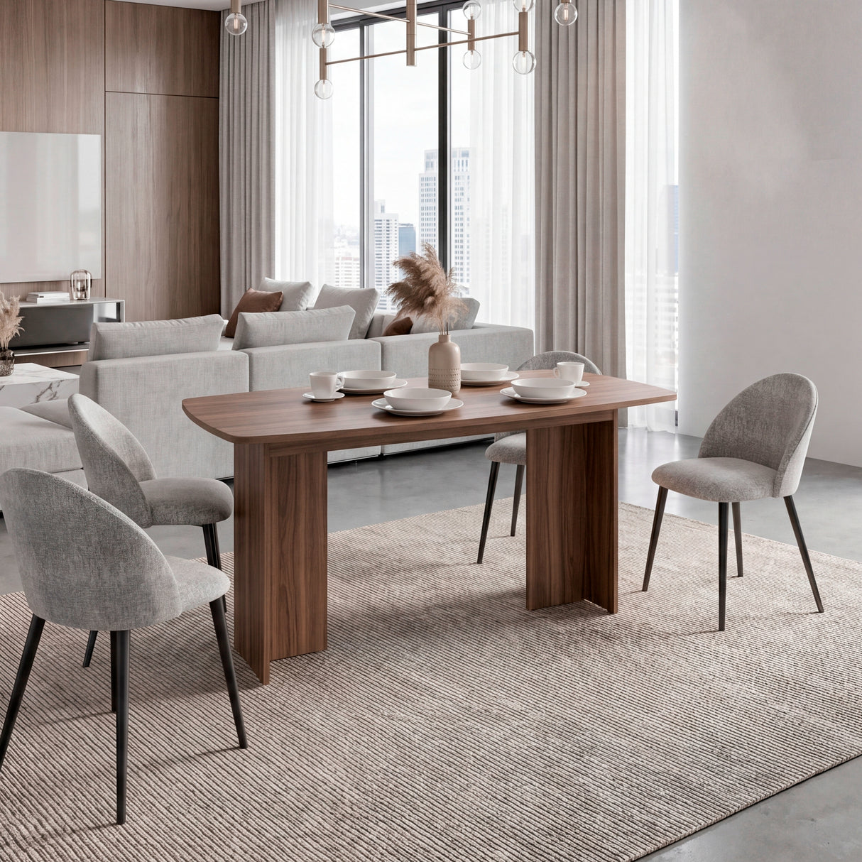Mesa de Comedor Bangkok Avellana 156x75.6cm de Cuatro Puestos sin Sillas y con Patas