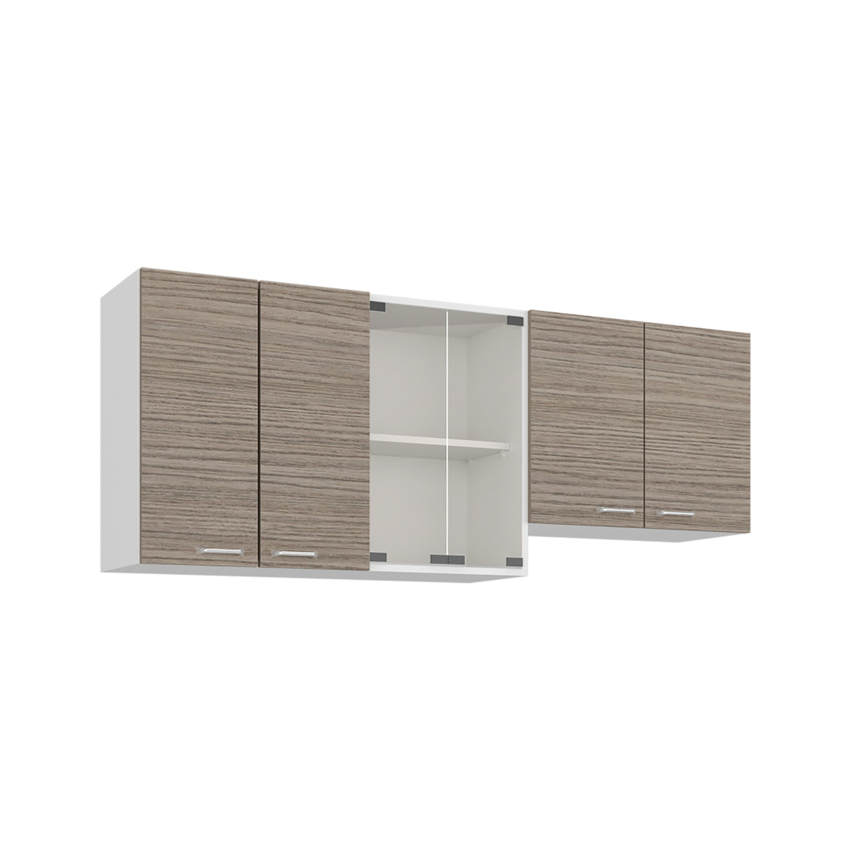 Mueble Superior de Cocina Lumina Blanco Positano 150x60cm con Seis Puertas y con Locero